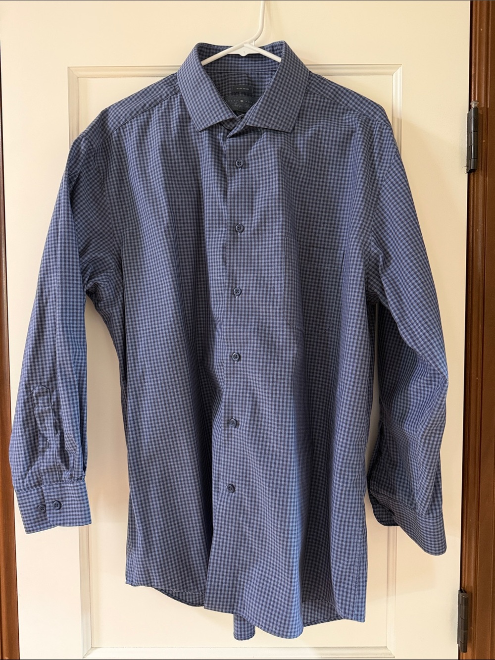 Joseph Abboud Navy Blue Micro-Check Dress Shirt